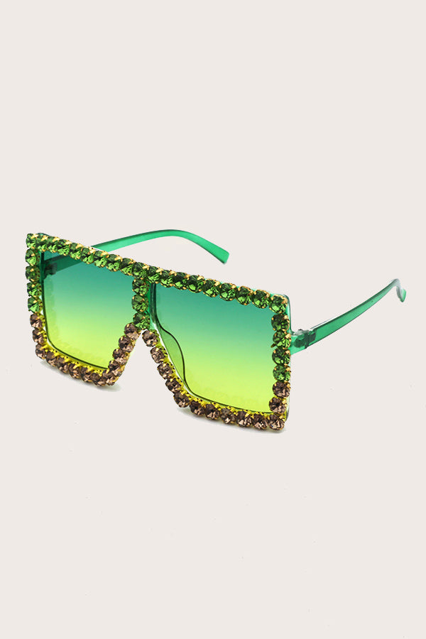 Oversized Square Frame Color Lenses Sunglasses