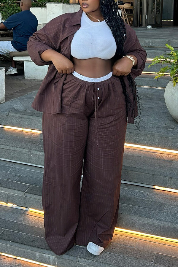 Stylish Striped Shirt & Drawstring Waist 