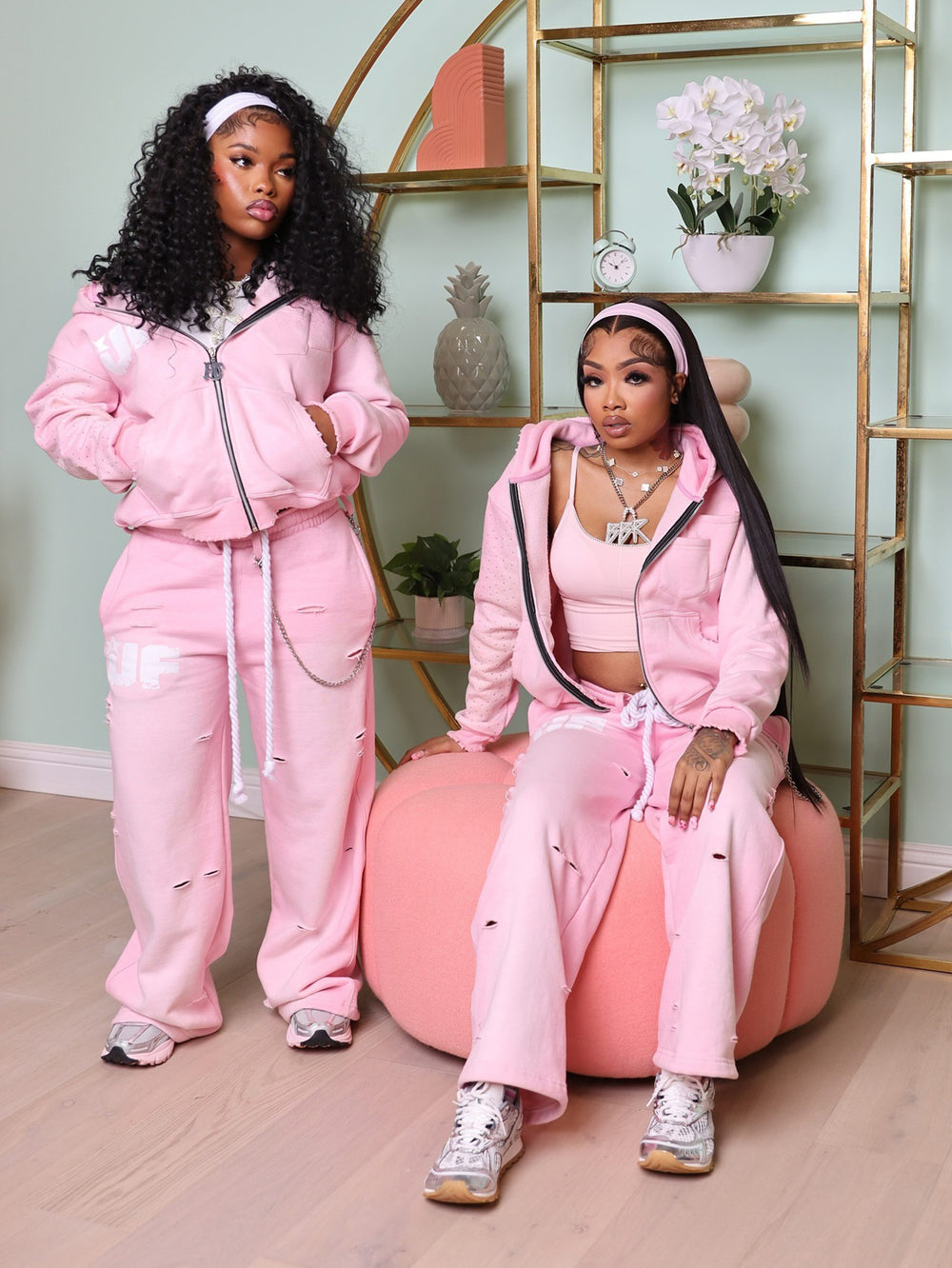 Fashionable Hooded Sweatshirt & Ripped Sweatpants