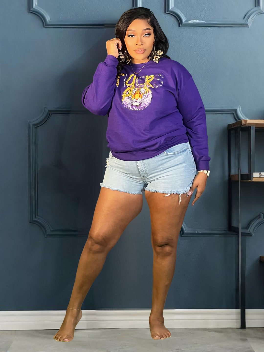 Game Day LSU Tiger Print Sweatshirt