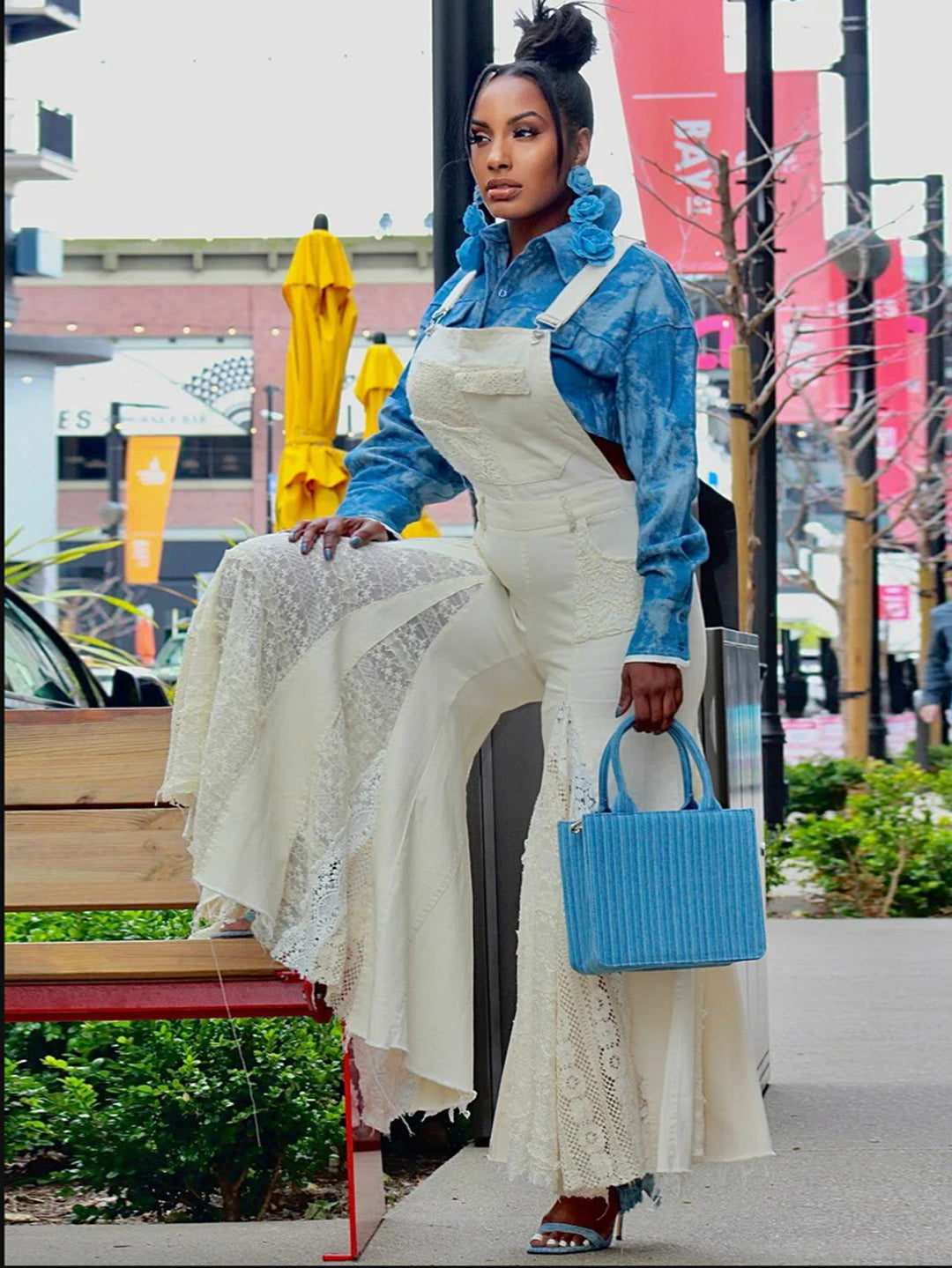 Fashionable Straight Laced Wide Leg Denim Overalls
