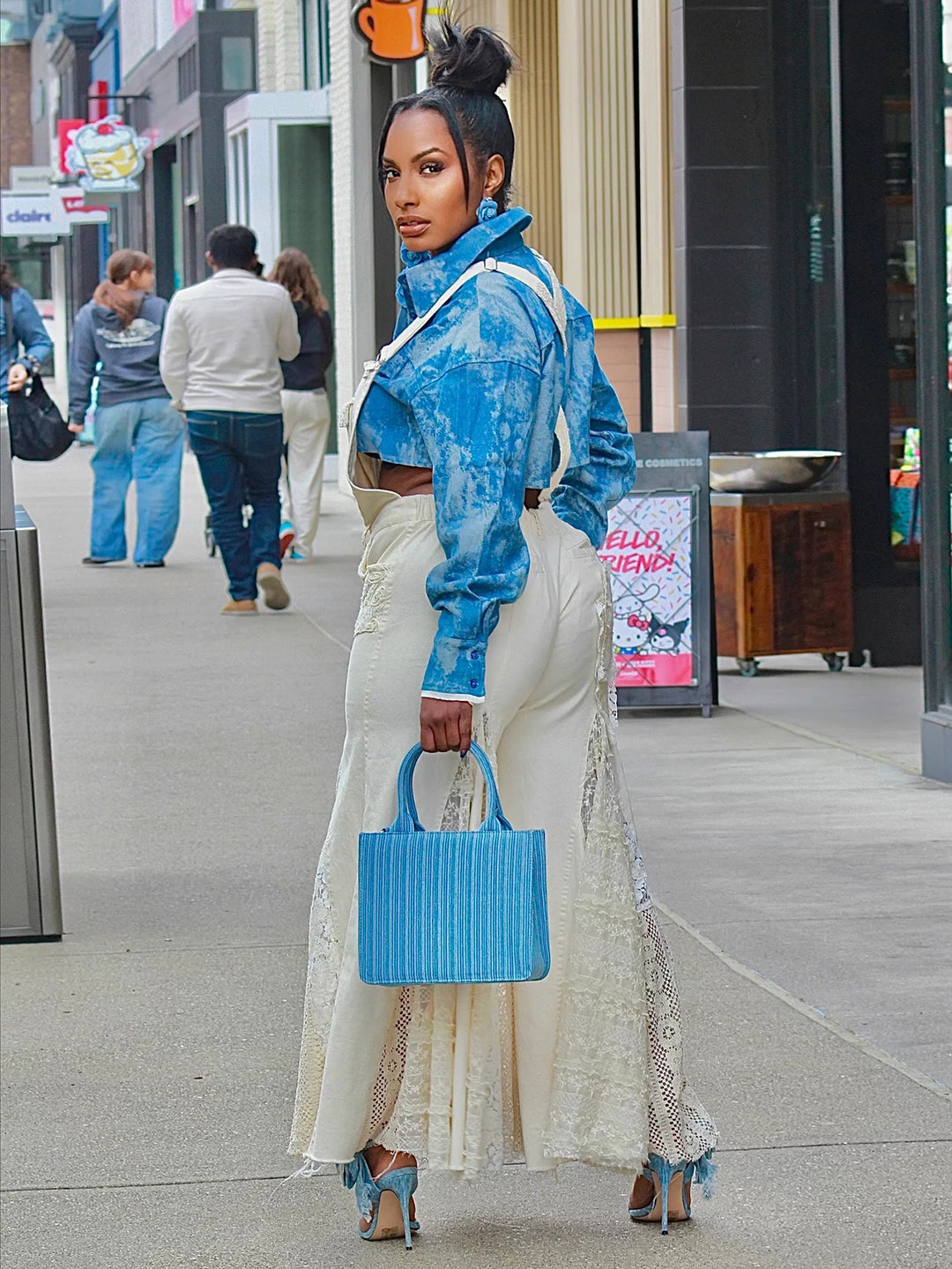 Fashionable Straight Laced Wide Leg Denim Overalls