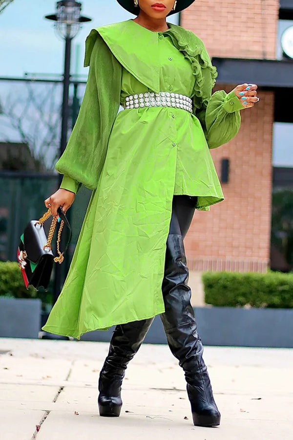 Stylish Asymmetric Mixed Media Shirt