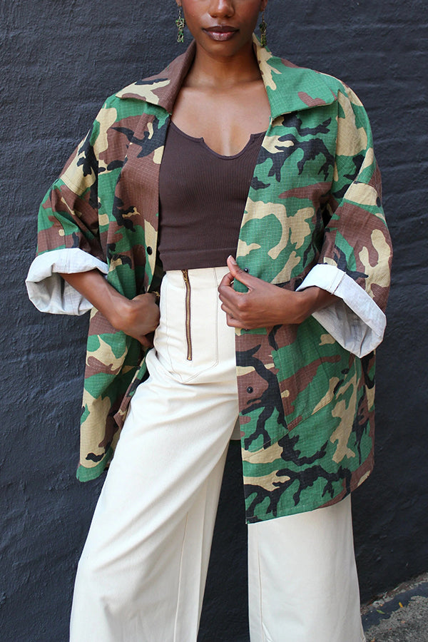 Stylish Oversized Camouflage Jacket