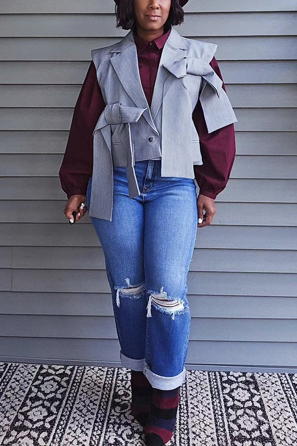 Fashionable Double Bow Cropped Vest
