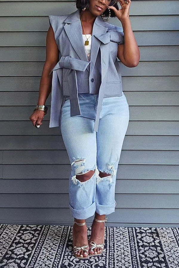 Fashionable Double Bow Cropped Vest