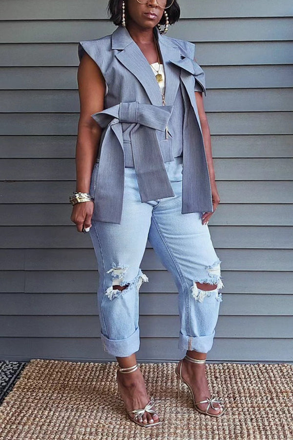 Fashionable Double Bow Cropped Vest