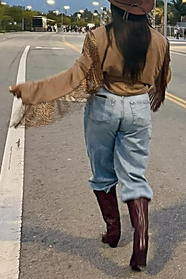 Fashionable Tassel Cropped Blazer