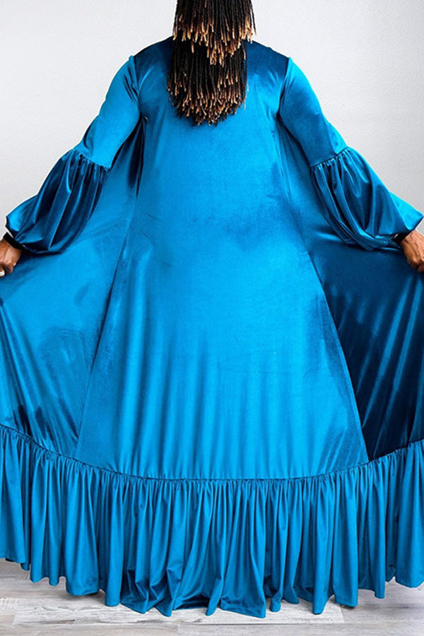 Stylish Velvet Lantern-Sleeve Kimono & Wide-Leg Pants