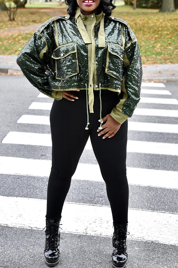 Stylish Sequin Bomber Jacket