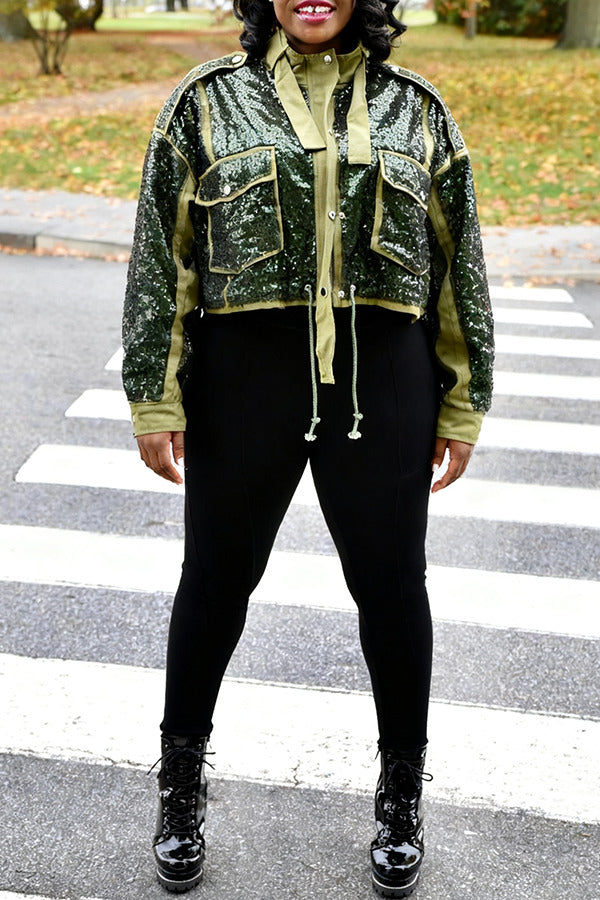 Stylish Sequin Bomber Jacket