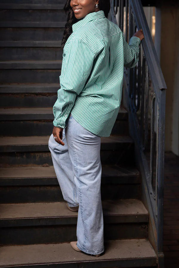 Stylish Alpha Kappa Alpha Striped Button-Down Top