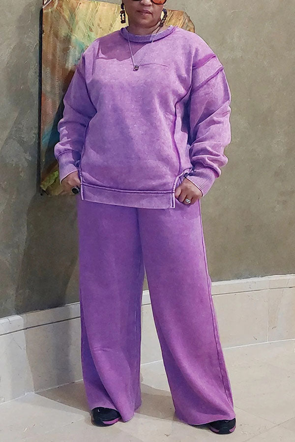 Fashion Washed Sweatshirt Suit