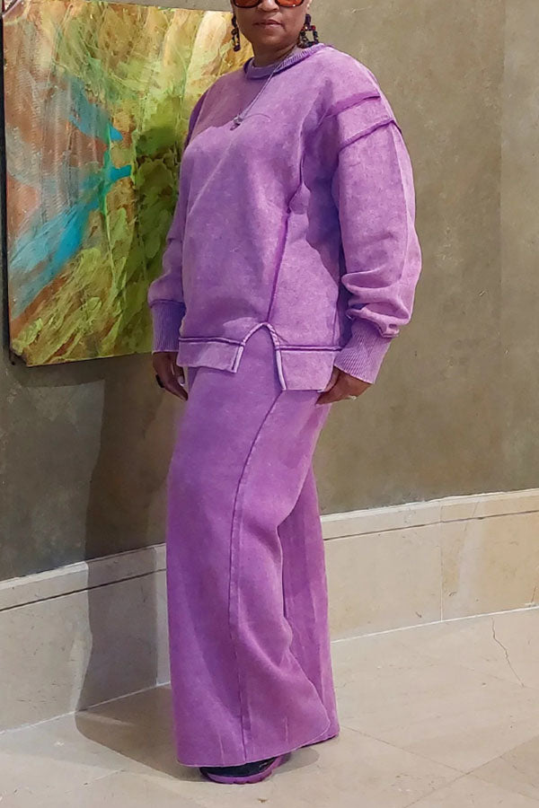Fashion Washed Sweatshirt Suit