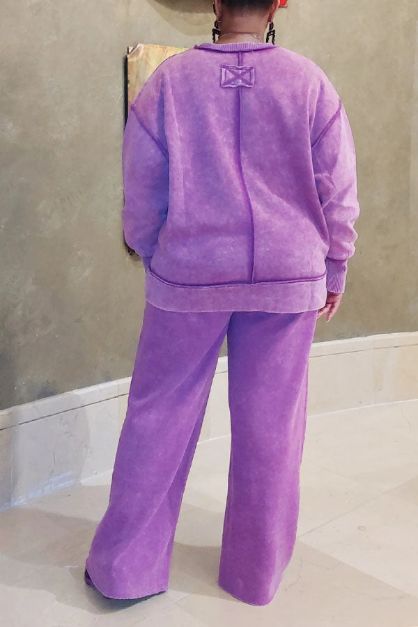 Fashion Washed Sweatshirt Suit