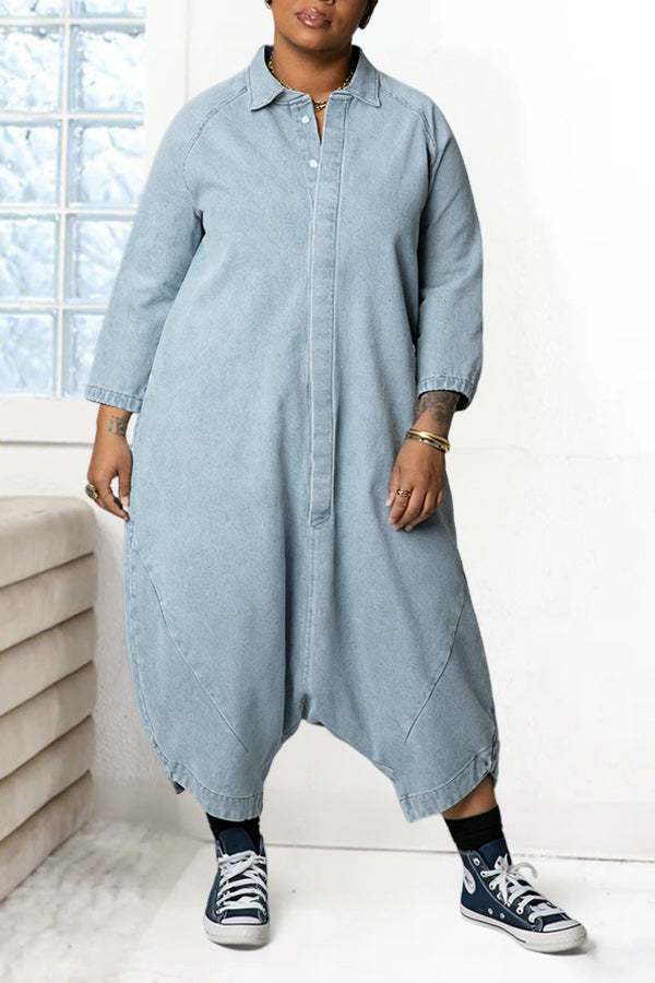 Oversized Loose Denim Jumpsuit