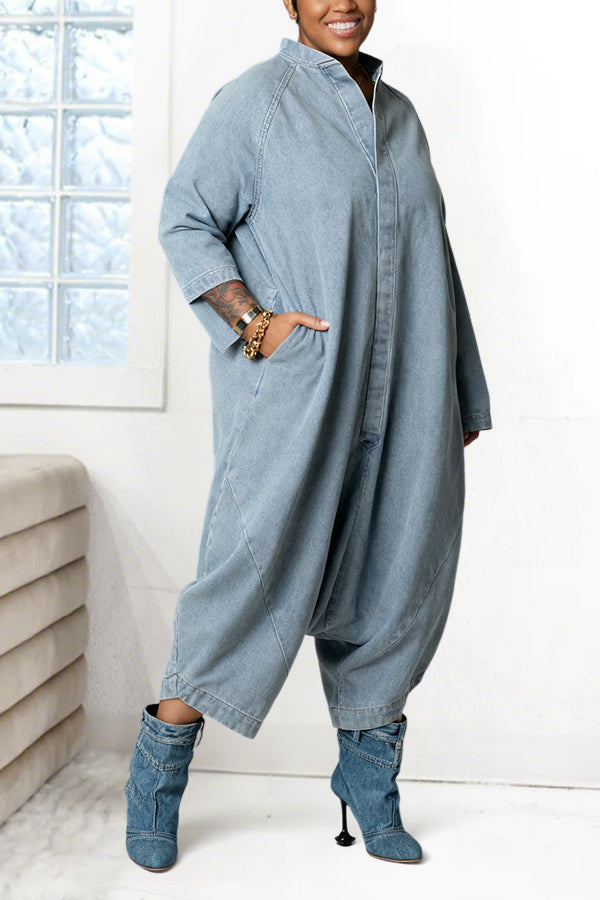 Oversized Loose Denim Jumpsuit