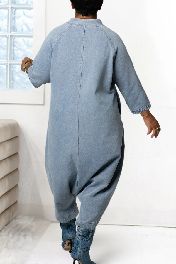 Oversized Loose Denim Jumpsuit