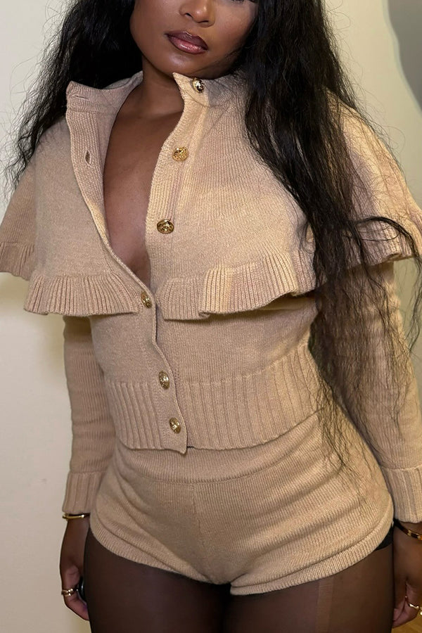 Chic Ruffle Shorts & Sweater Set