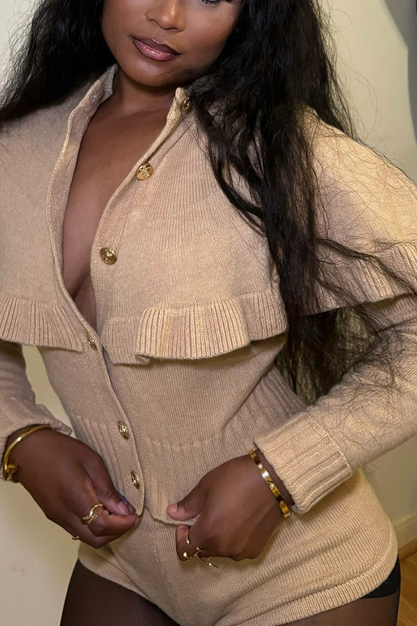 Chic Ruffle Shorts & Sweater Set