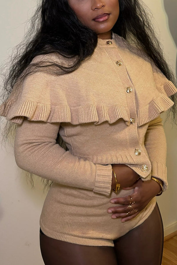 Chic Ruffle Shorts & Sweater Set