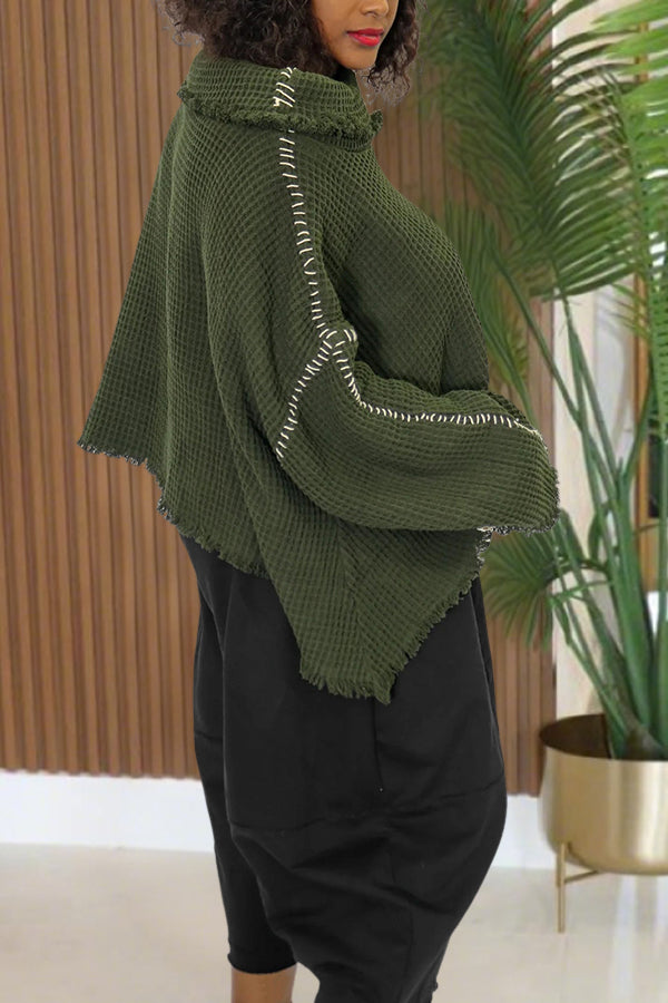 Casual Irregular Contrast Piping Sweater