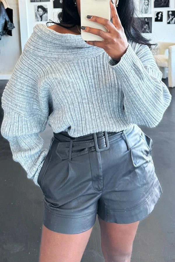 Oversized Drop Knit Asymmetrical Sweater