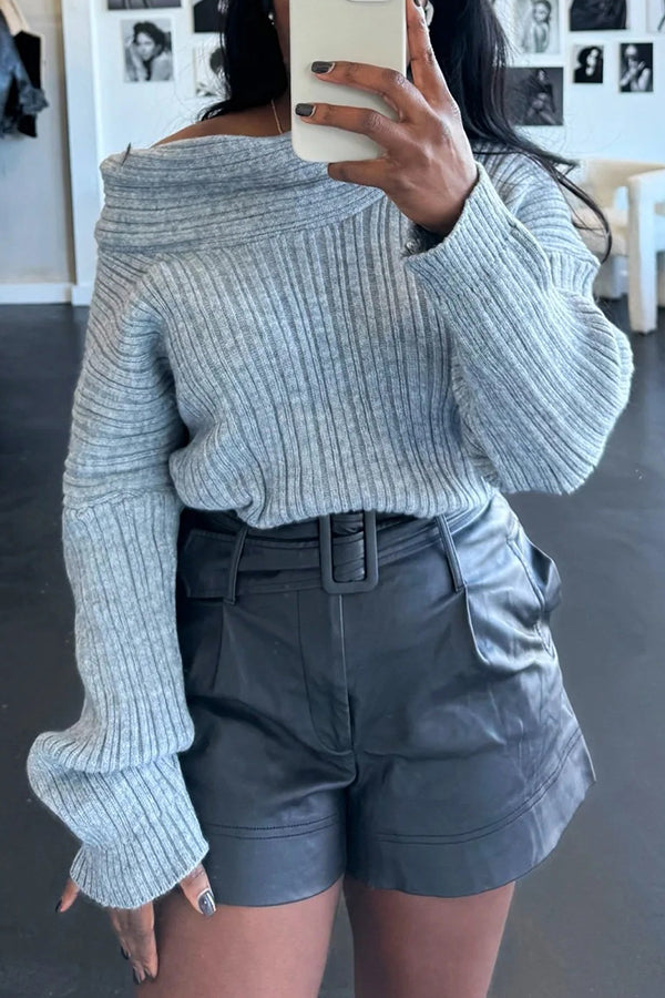 Oversized Drop Knit Asymmetrical Sweater