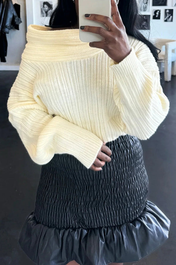 Oversized Drop Knit Asymmetrical Sweater