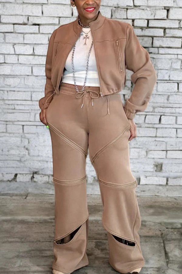 Stylish ZIP Details Jogger Set