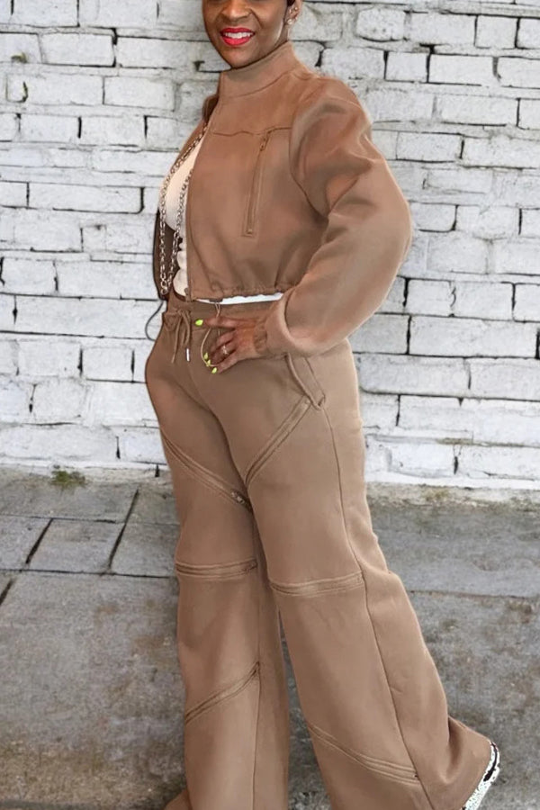 Stylish ZIP Details Jogger Set