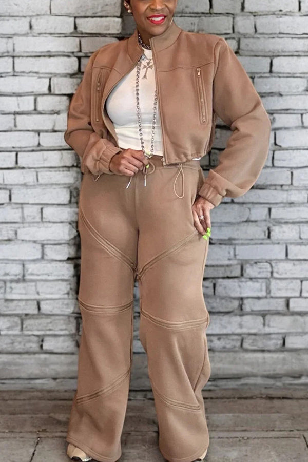 Stylish ZIP Details Jogger Set