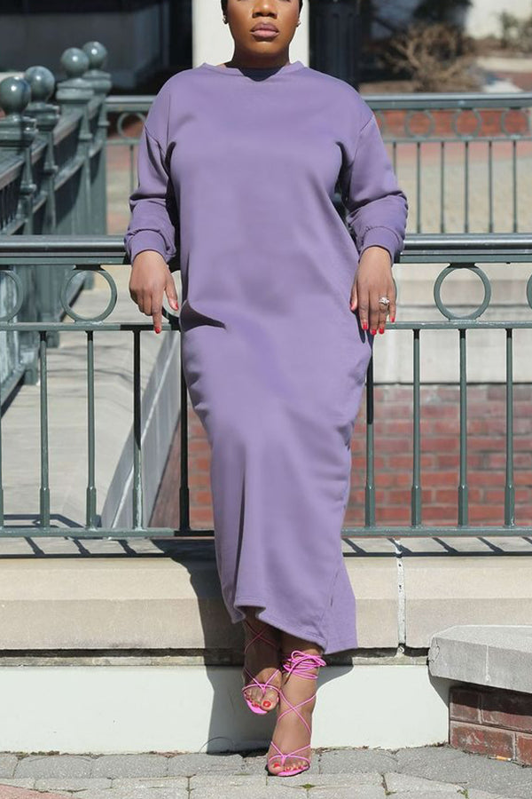 Simple Long-Sleeved Sweatshirt Dress
