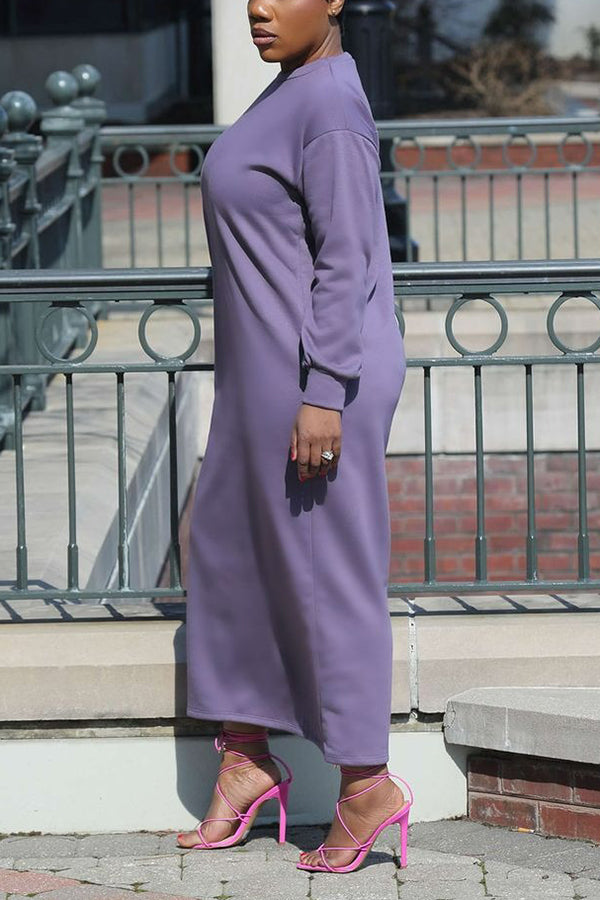 Simple Long-Sleeved Sweatshirt Dress