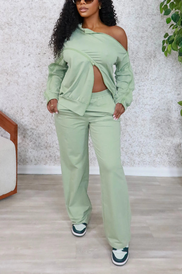 Stylish Zipper Jogger Set