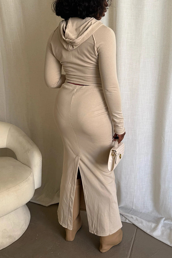 Stylish Hooded Top & Pencil Skirt