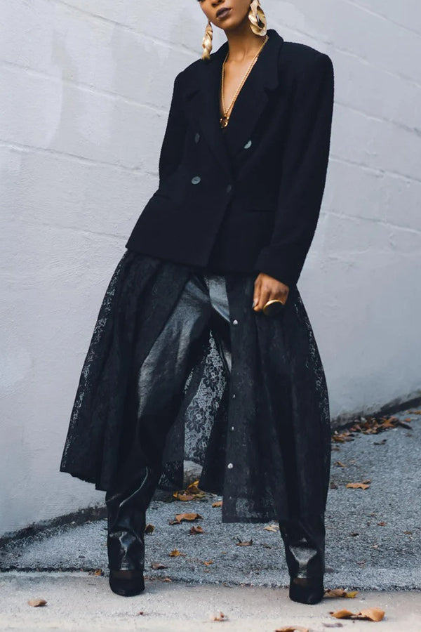 Vintage Textured Double-Breasted Blazer