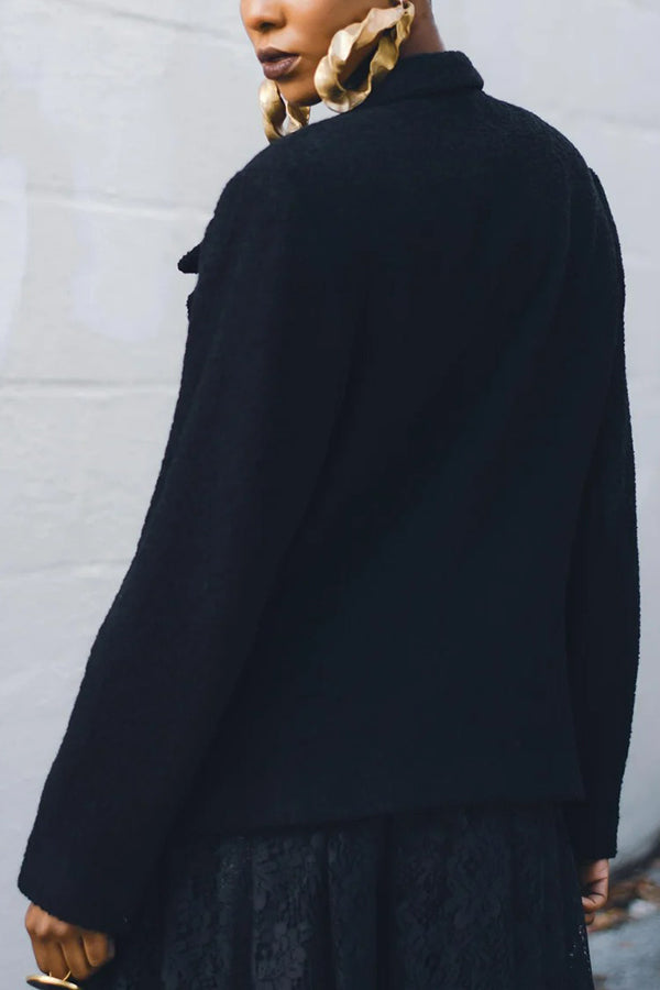Vintage Textured Double-Breasted Blazer
