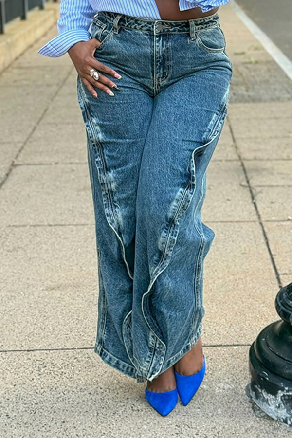 Fashion Ruffle Straight Jeans
