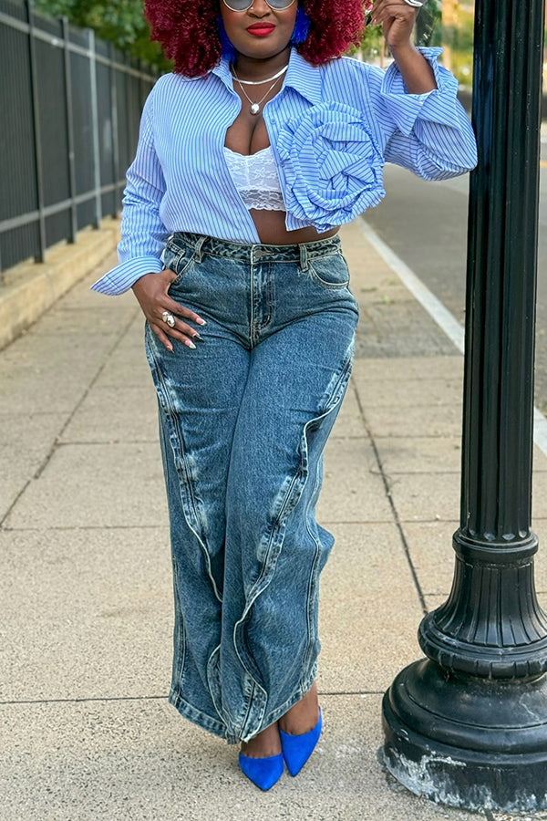 Fashion Ruffle Straight Jeans