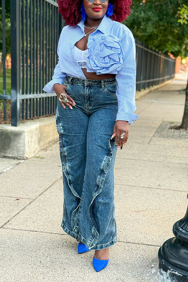 Fashion Ruffle Straight Jeans