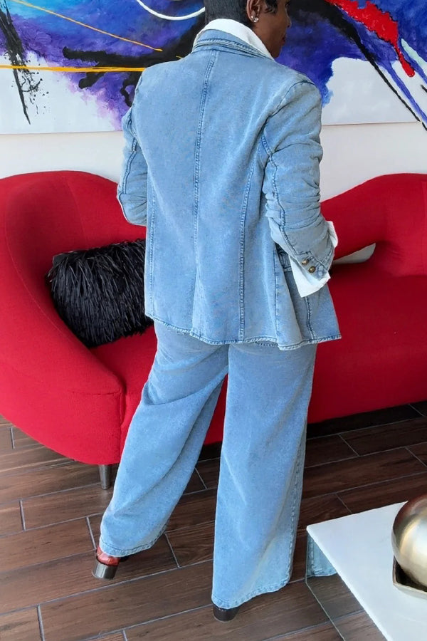 Stylish Jersey Denim Knit Pants Sets 