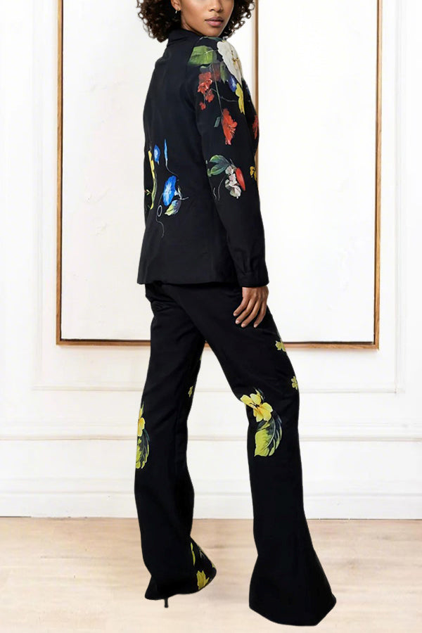 Stylish Floral Print Blazer Set