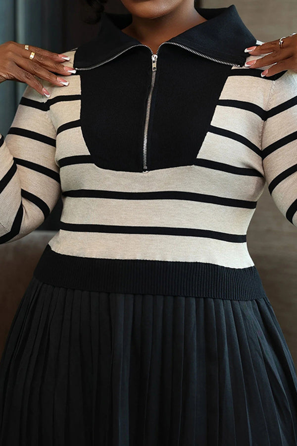 Stylish Colorblock Striped Half-Zip Sweater