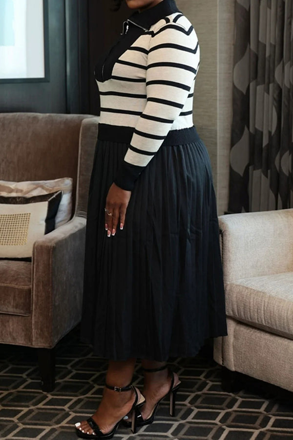 Stylish Colorblock Striped Half-Zip Sweater