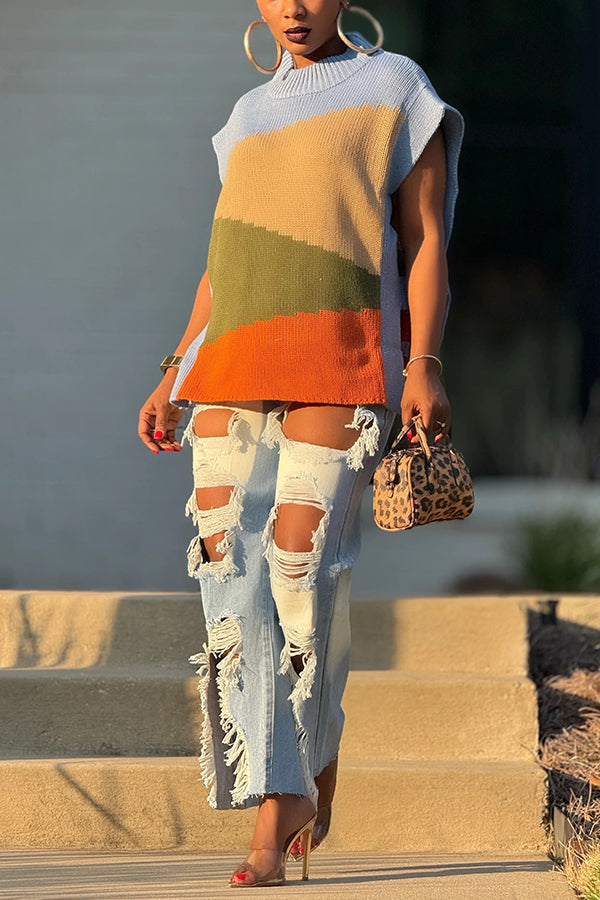 Stylish Colorblock Sweater Vest