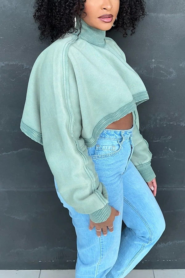 Stylish Cropped Turtleneck Sweatshirt