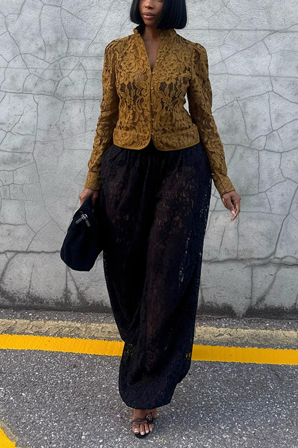 Elegant Lace Button-Down Shirt