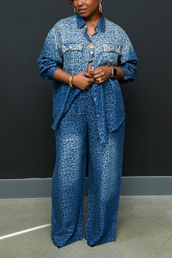 Luxe Leopard Print Denim Set