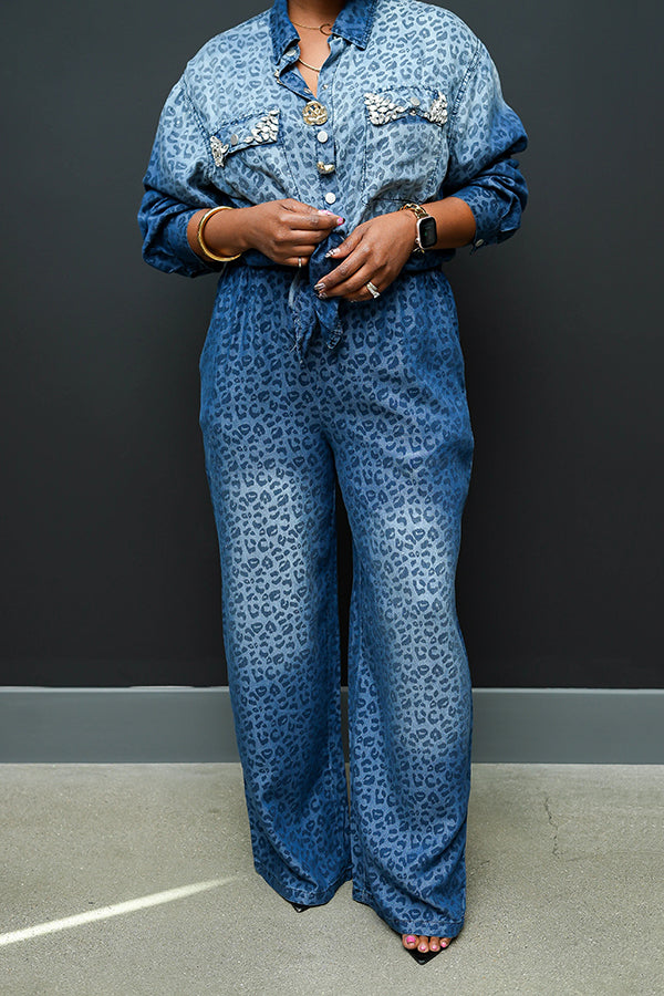 Luxe Leopard Print Denim Set